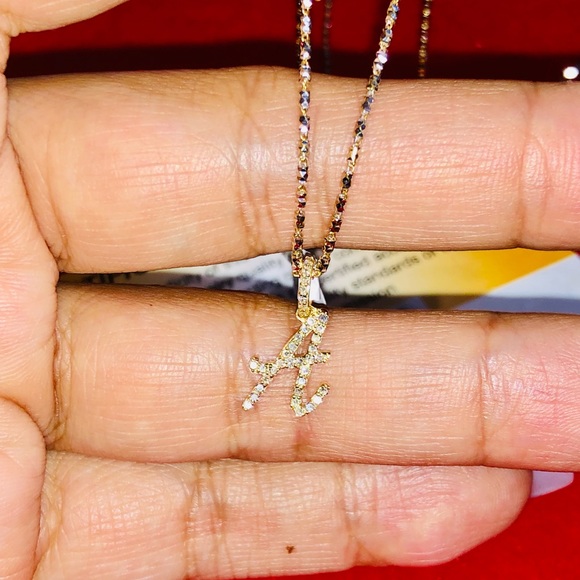 10k solid gold real diamond L initial custom monogram pendant FREE Appraisal HOT - Picture 8 of 8